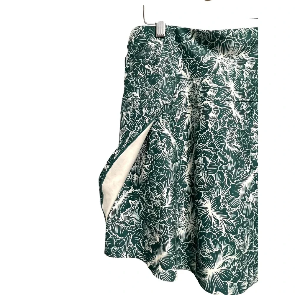 Freely Skort Womens Large Green Floral‎ Pull-On Lined Athletic Stretch Pockets